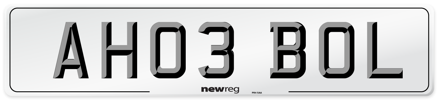 AH03 BOL Number Plate from New Reg